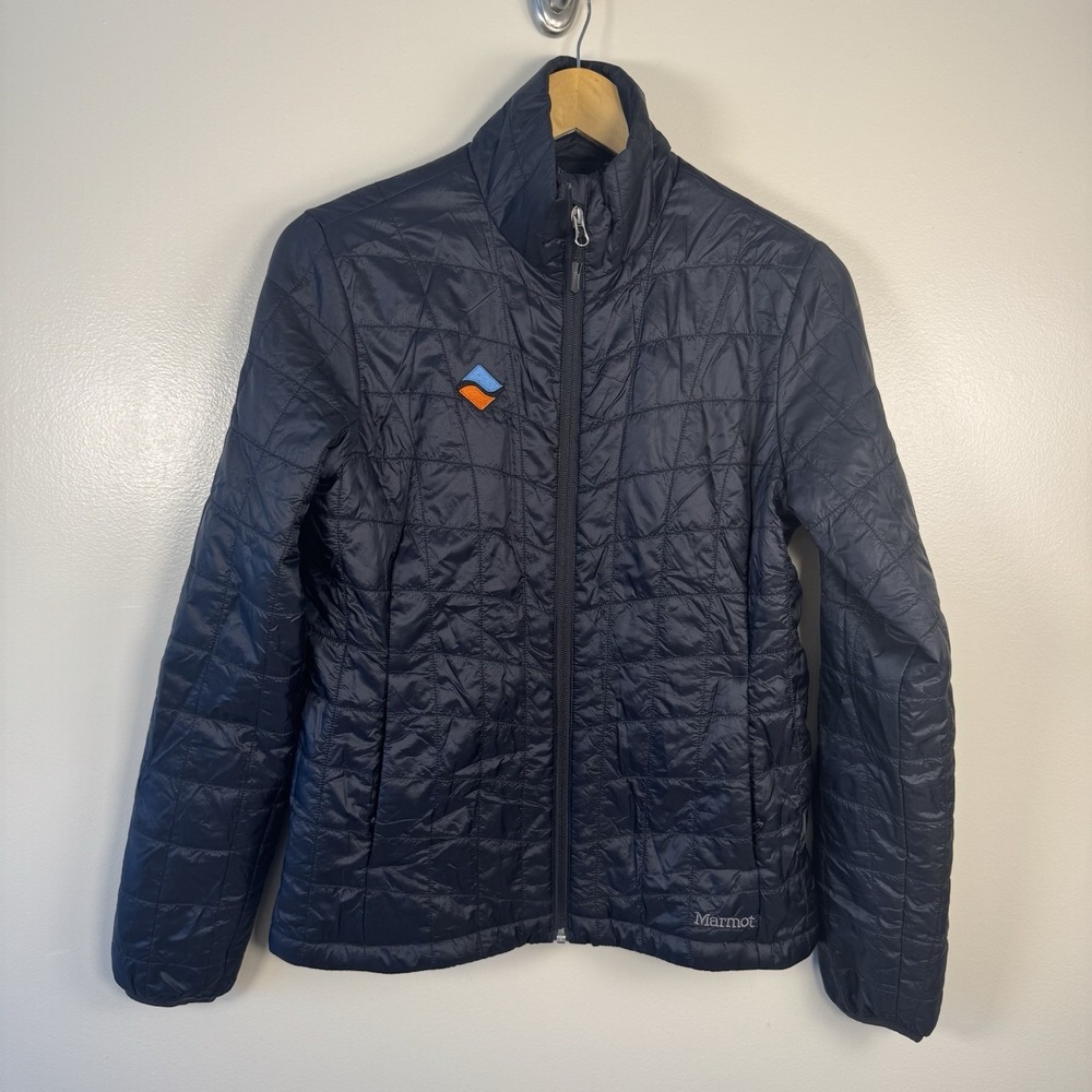 Marmot Women's Calen Primaloft‎ Insulated Puffer Jacket Navy Blue Sz Small Logo